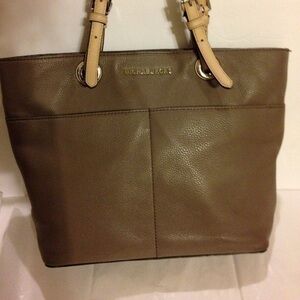 Gray Michael Kors double front pocket zipper tote
